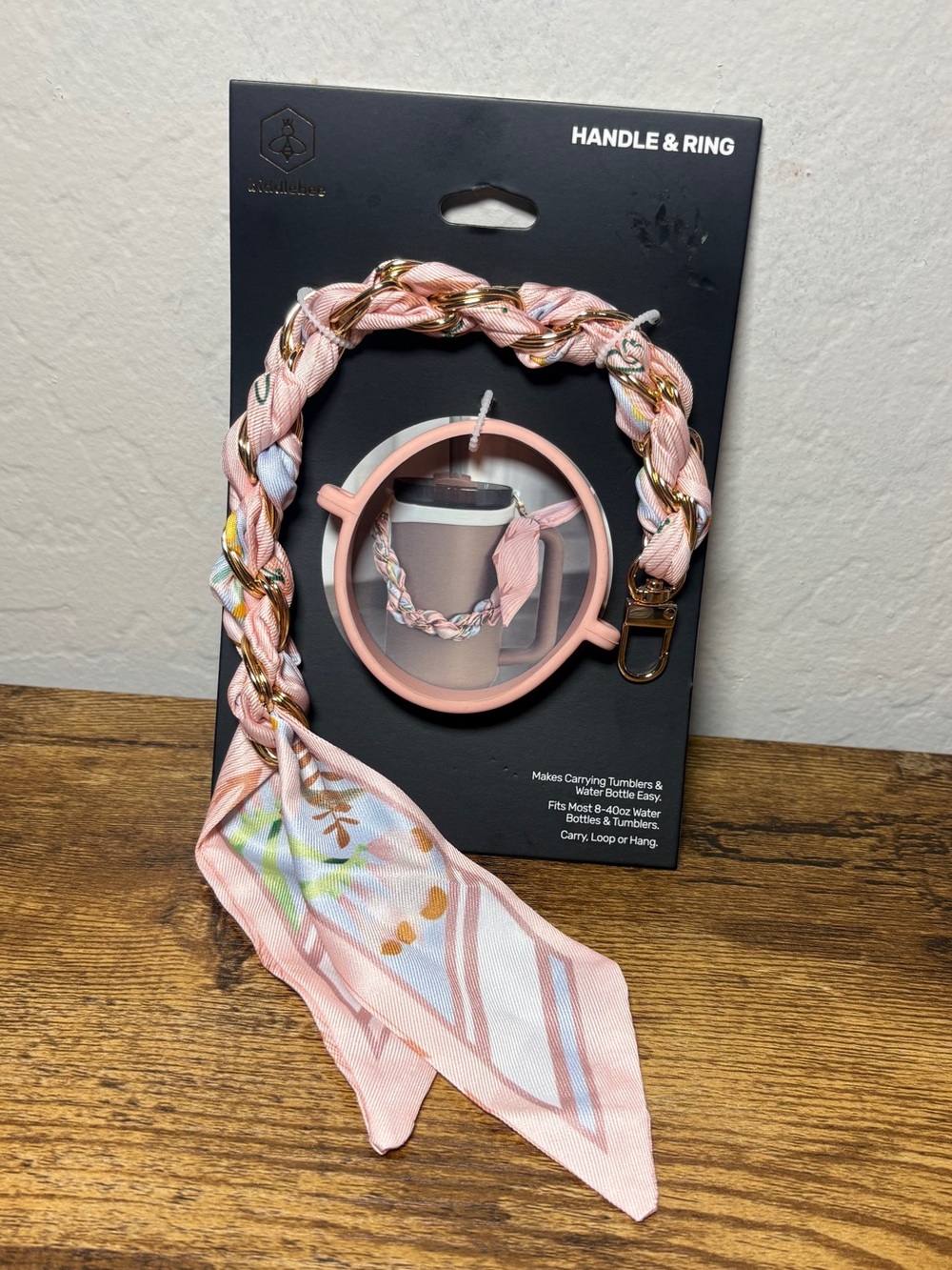 Biddlebee Pink Scarf Tumbler Handle & Silicone Ring – New